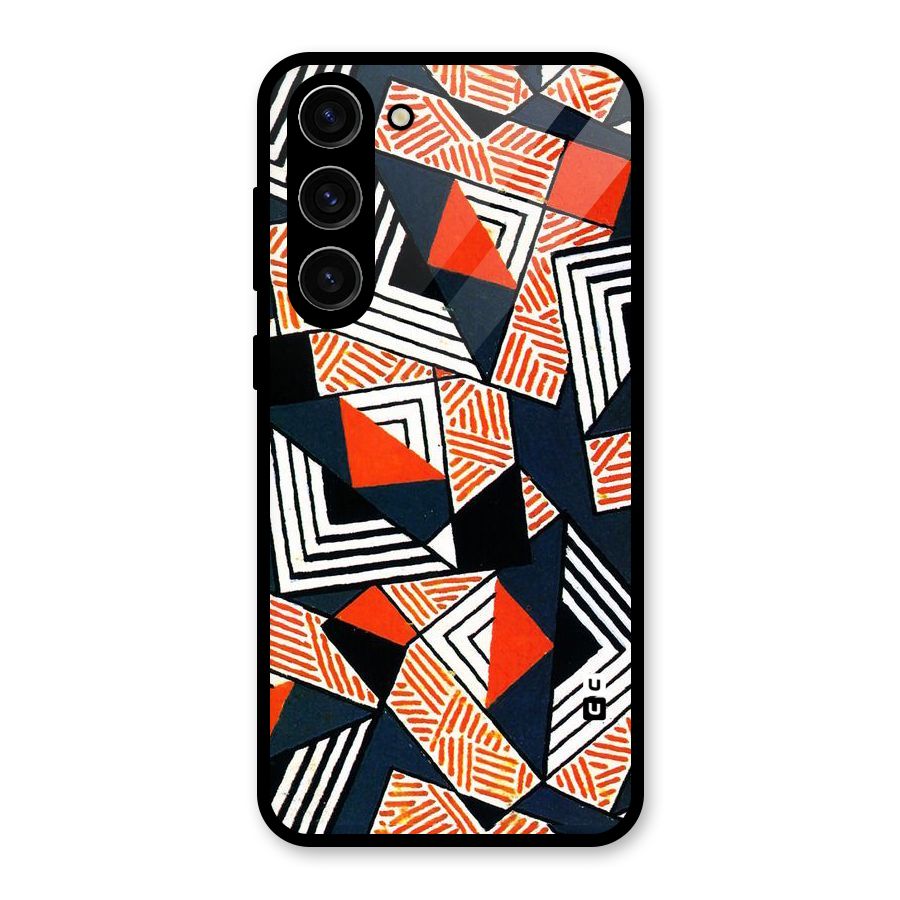 Colored Cuts Pattern Glass Back Case for Galaxy S23 Plus
