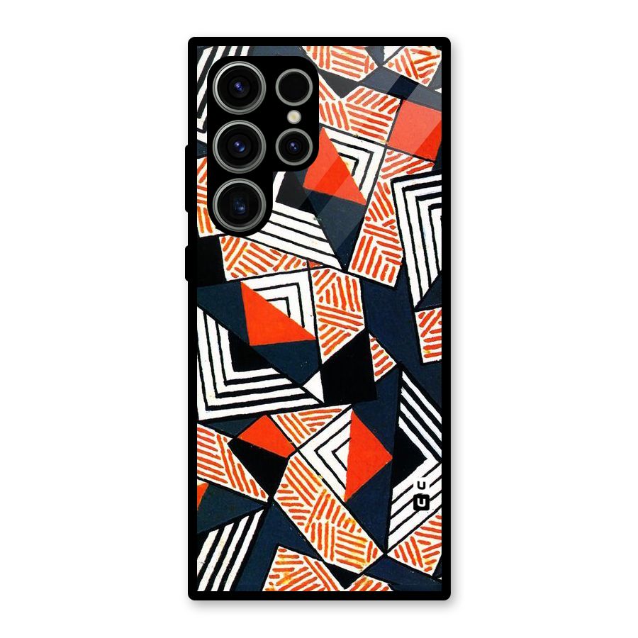 Colored Cuts Pattern Glass Back Case for Galaxy S23 Ultra
