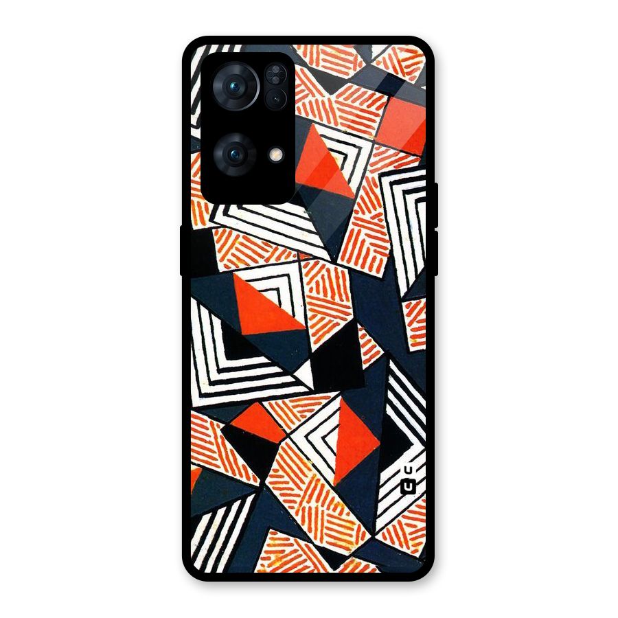 Colored Cuts Pattern Glass Back Case for Oppo Reno7 Pro 5G