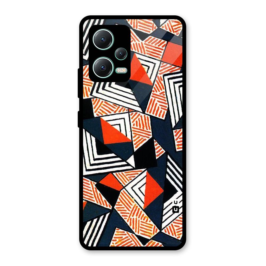 Colored Cuts Pattern Glass Back Case for Redmi Note 12 5G