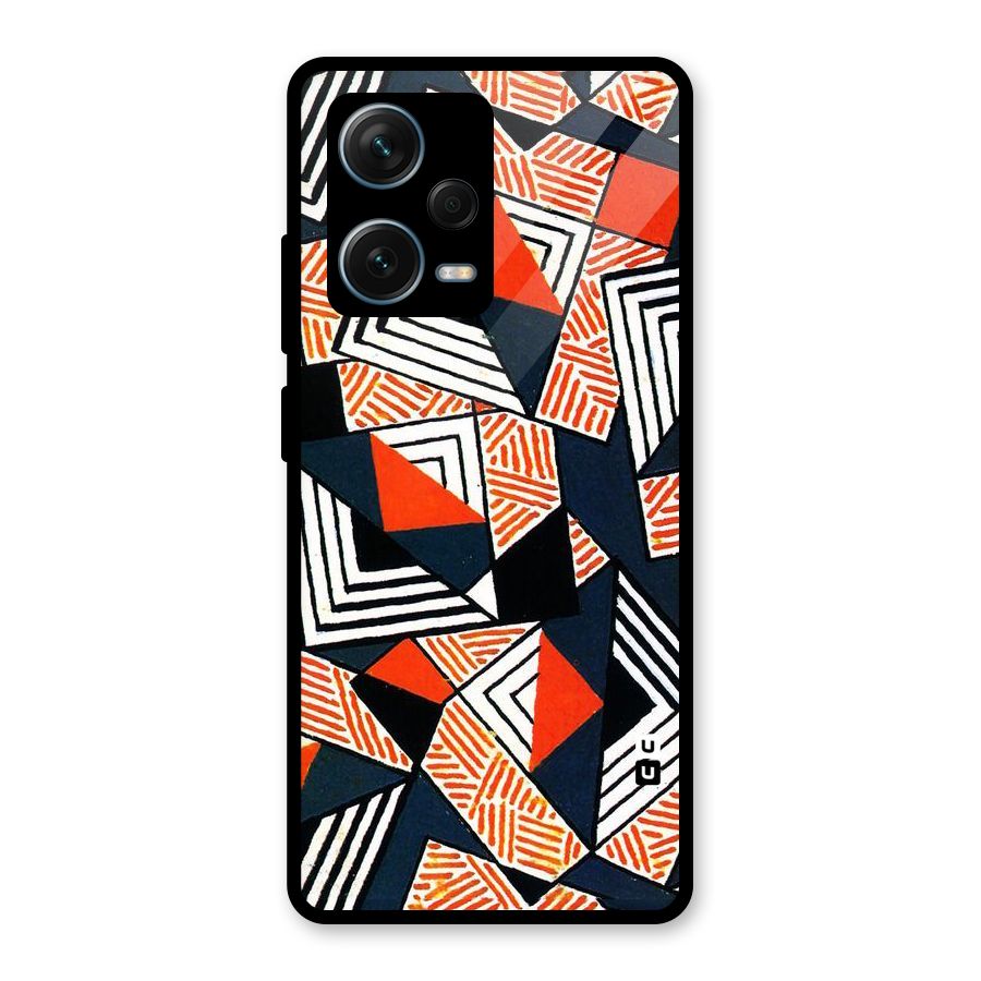 Colored Cuts Pattern Glass Back Case for Redmi Note 12 Pro Plus 5G