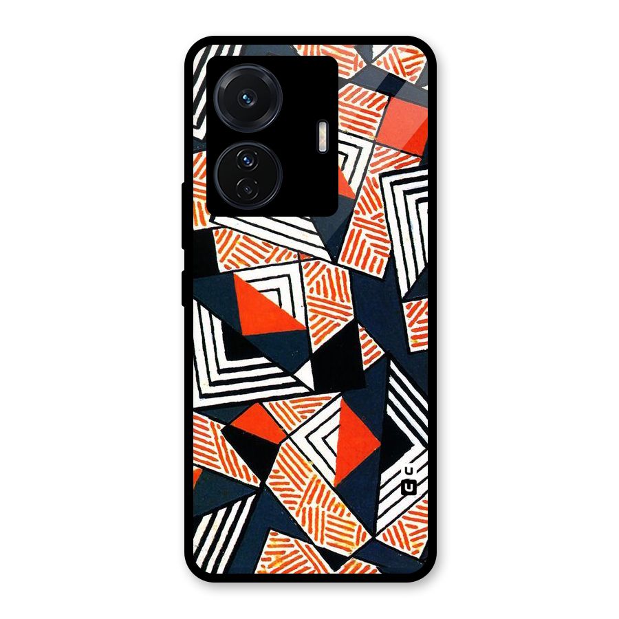 Colored Cuts Pattern Glass Back Case for Vivo T1 Pro
