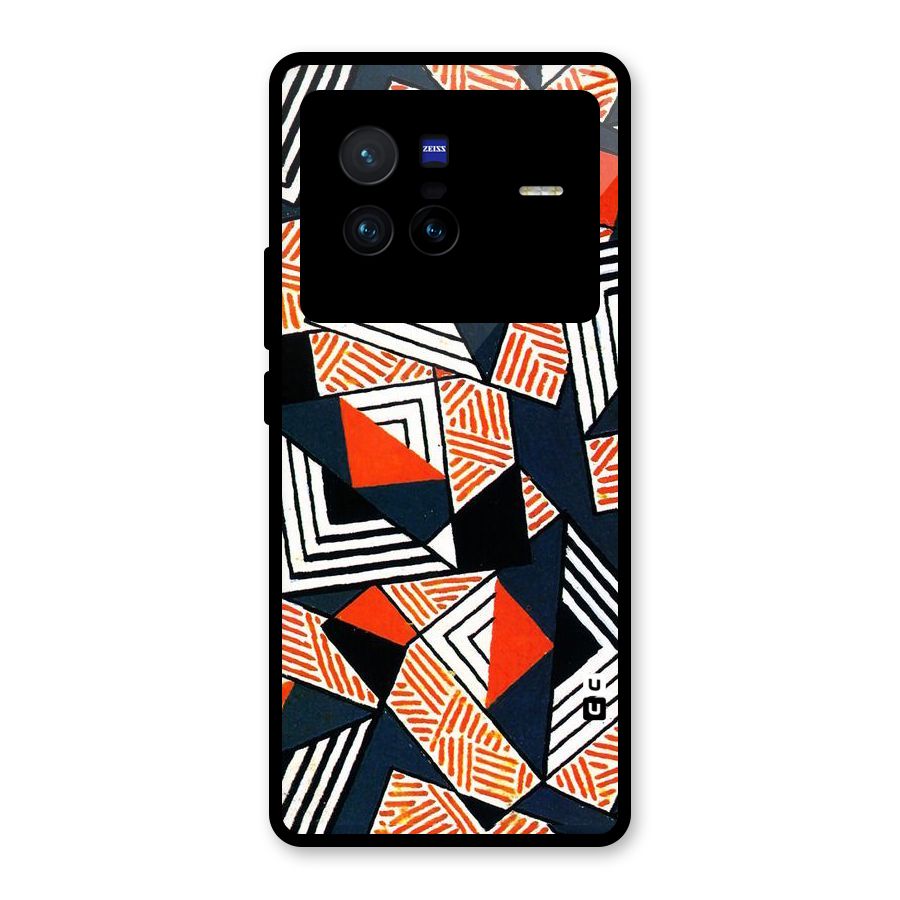 Colored Cuts Pattern Glass Back Case for Vivo X80