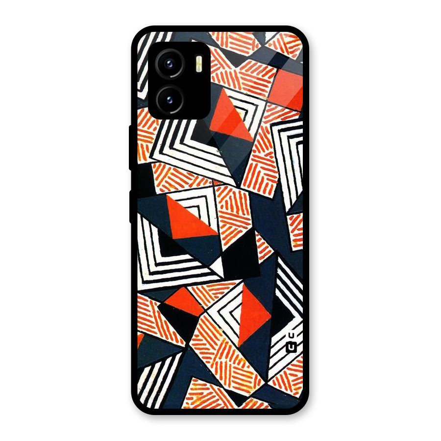 Colored Cuts Pattern Glass Back Case for Vivo Y15s