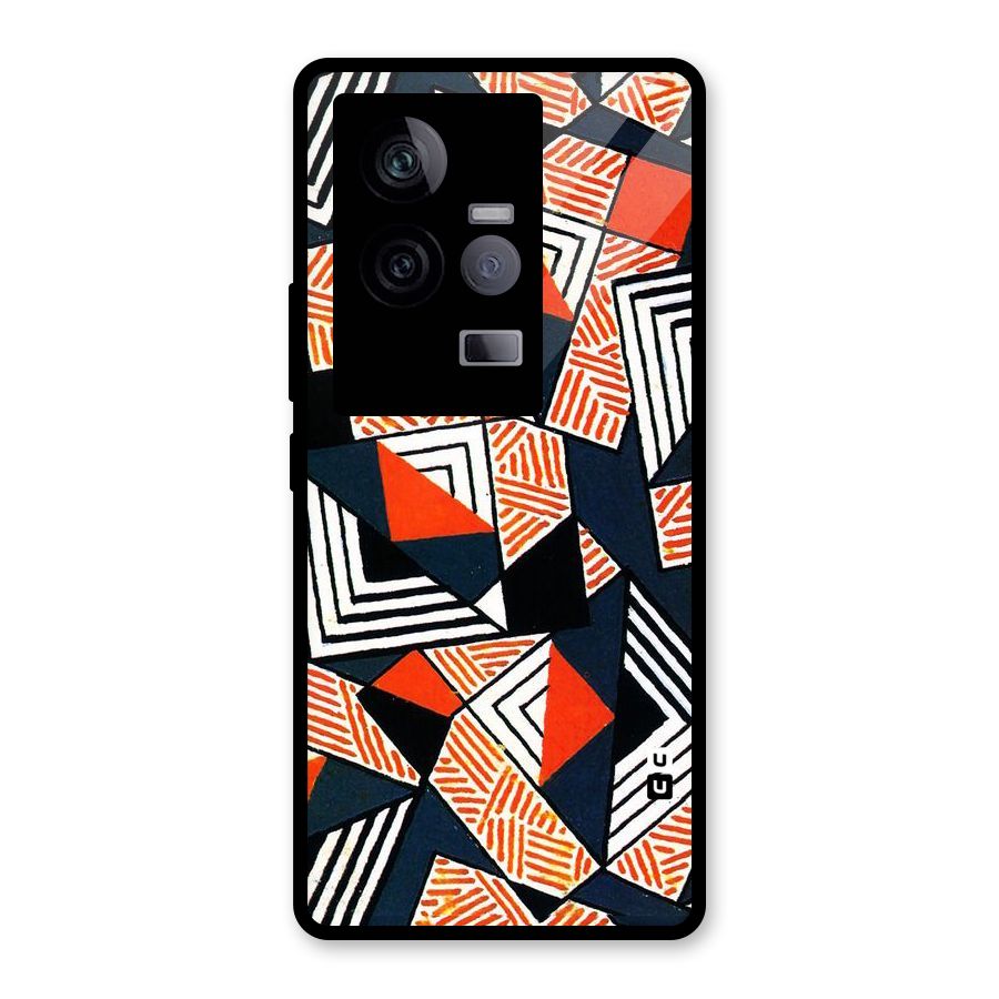Colored Cuts Pattern Glass Back Case for Vivo iQOO 11 5G