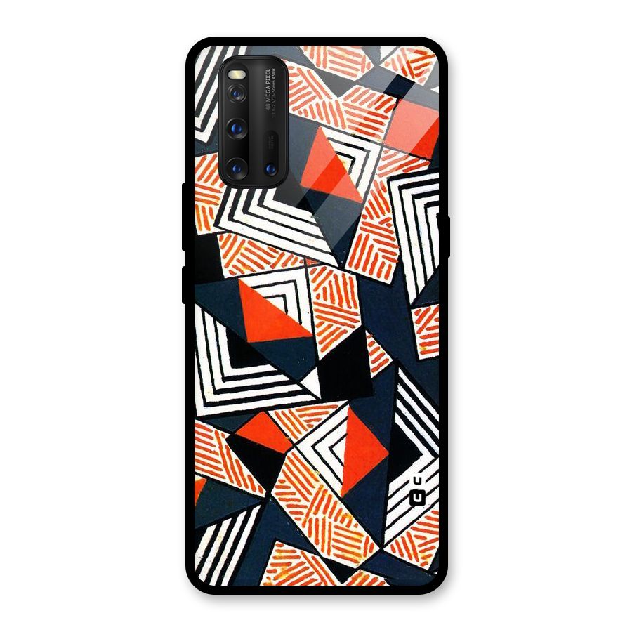 Colored Cuts Pattern Glass Back Case for Vivo iQOO 3