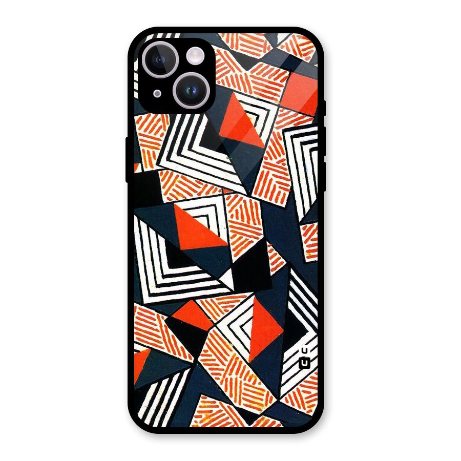 Colored Cuts Pattern Glass Back Case for iPhone 14 Plus