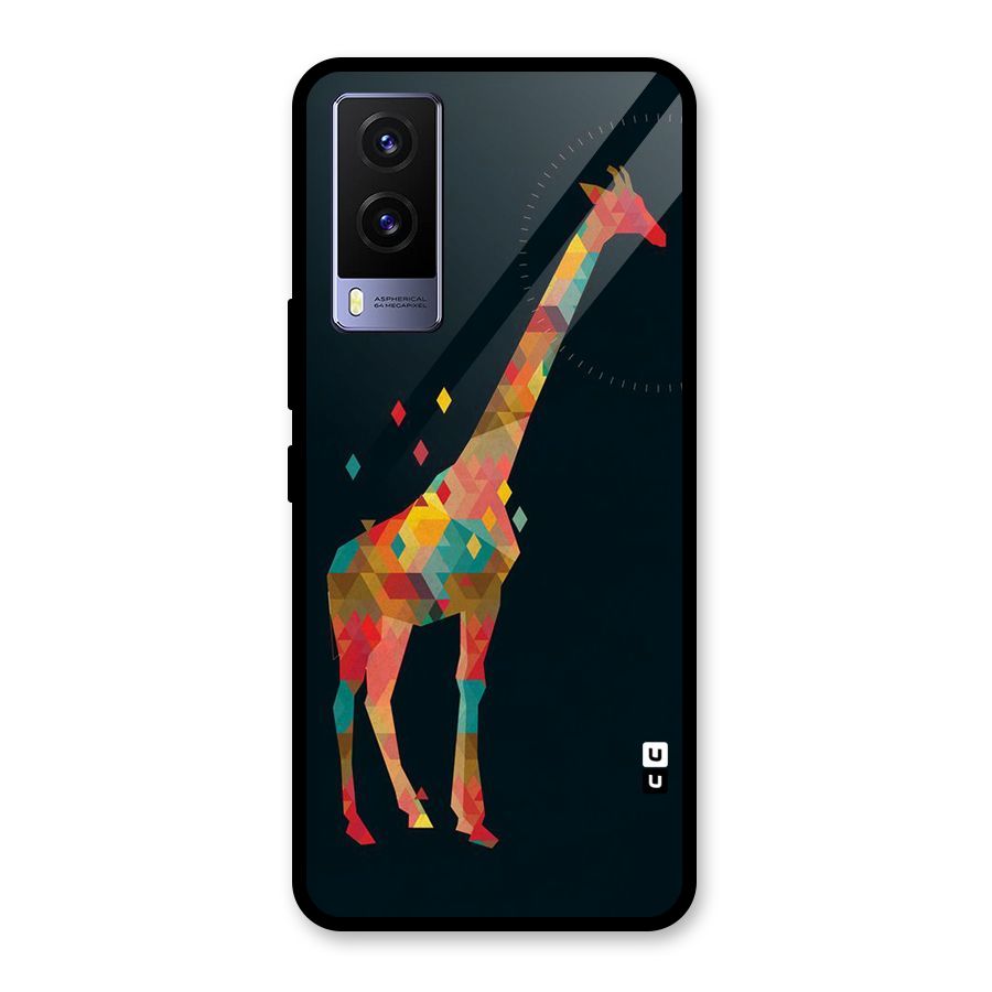 Colored Giraffe Glass Back Case for Vivo V21e 5G