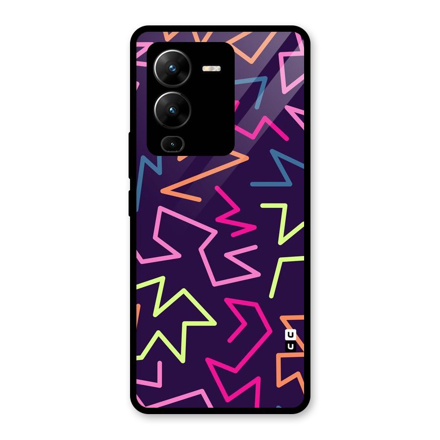 Colored Lines Glass Back Case for Vivo V25 Pro