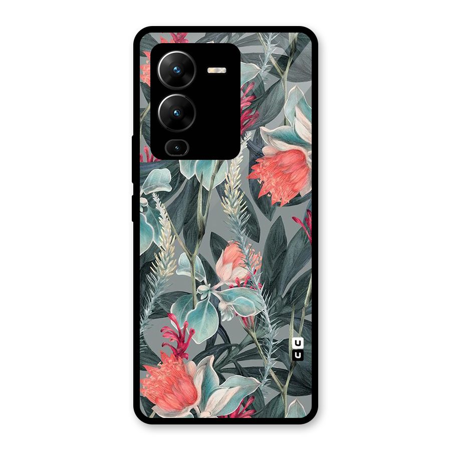 Colored Petals Glass Back Case for Vivo V25 Pro