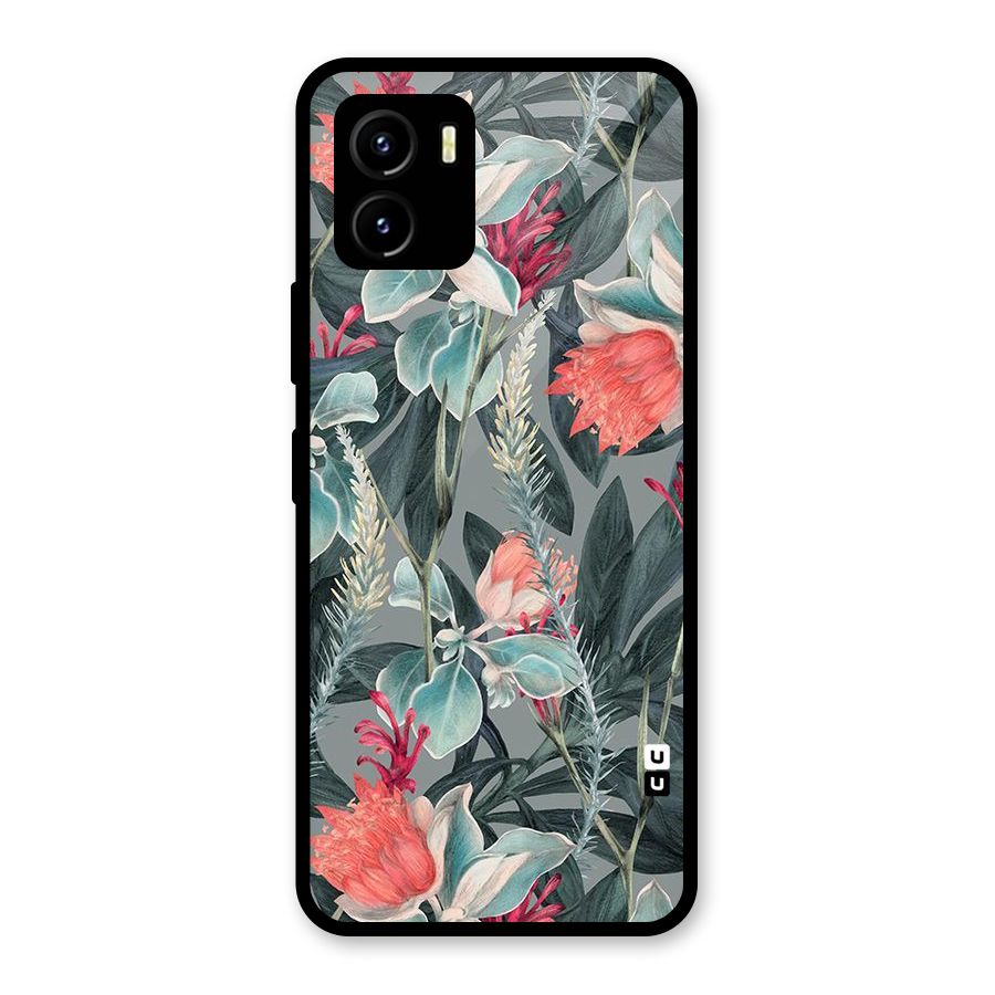 Colored Petals Glass Back Case for Vivo Y15s