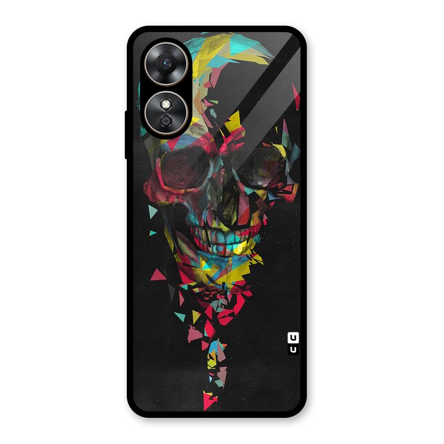 Colored Skull Shred Glass Back Case for Oppo A17