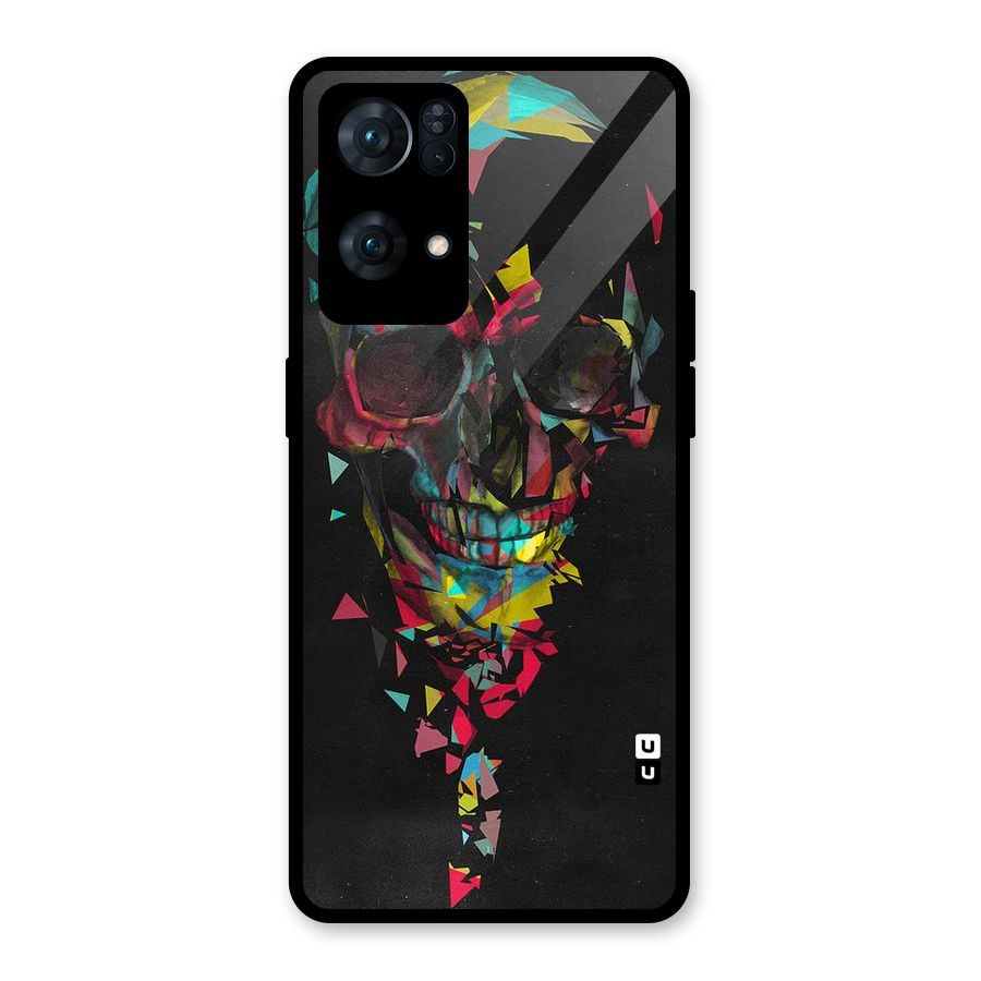 Colored Skull Shred Glass Back Case for Oppo Reno7 Pro 5G