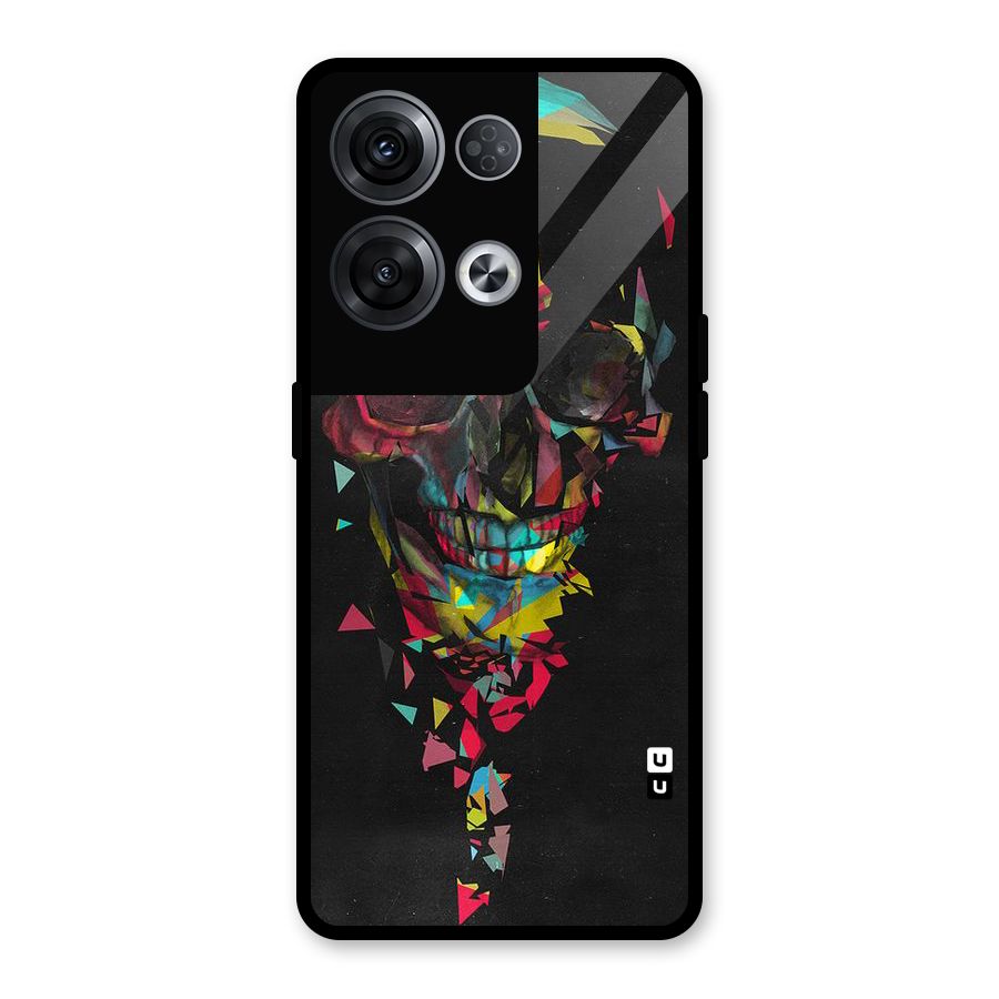 Colored Skull Shred Glass Back Case for Oppo Reno8 Pro 5G