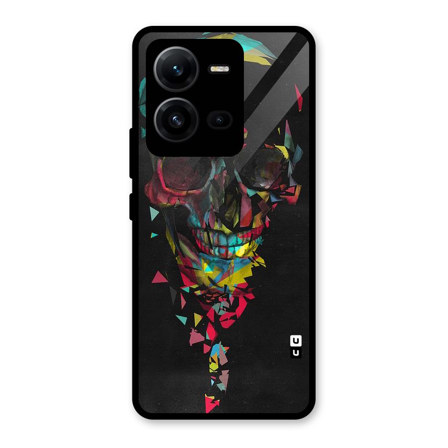 Colored Skull Shred Glass Back Case for Vivo V25
