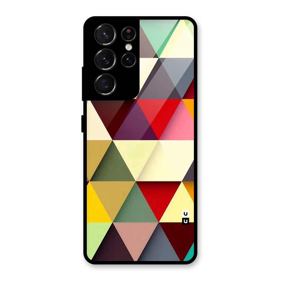 Colored Triangles Glass Back Case for Galaxy S21 Ultra 5G