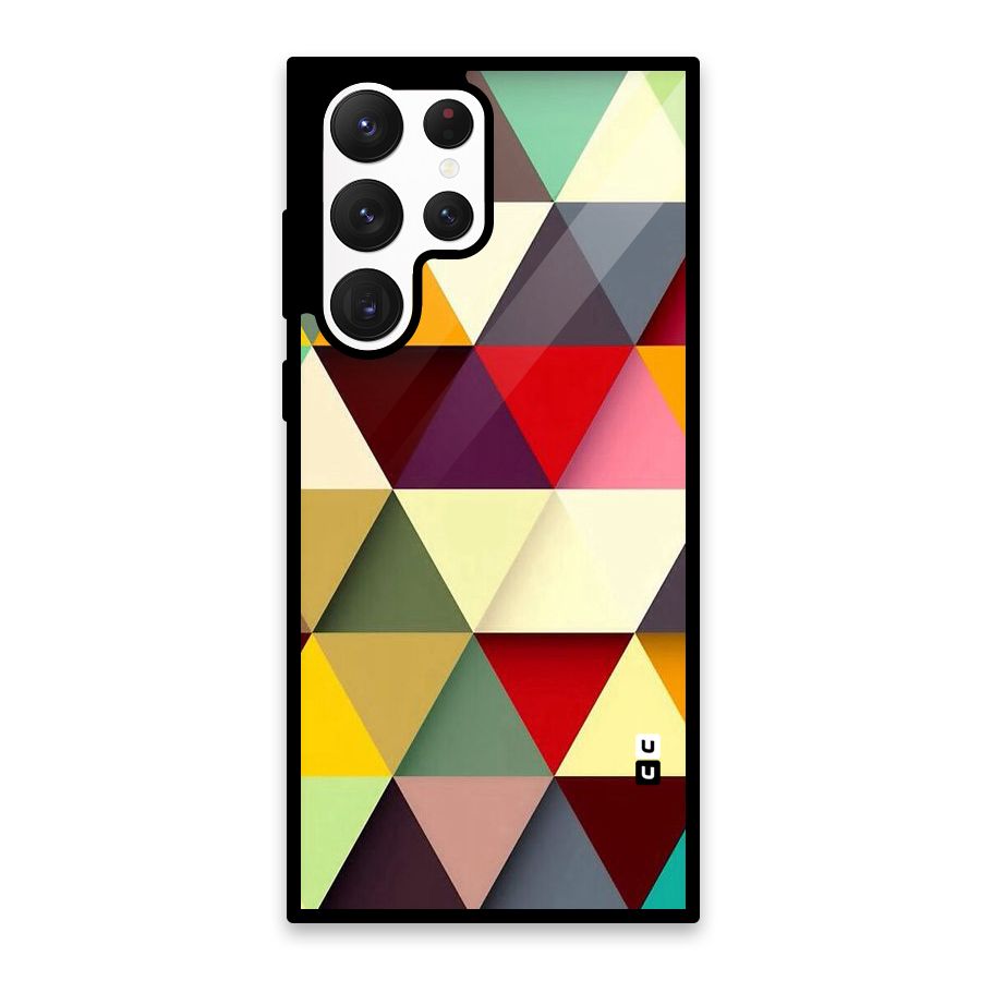 Colored Triangles Glass Back Case for Galaxy S22 Ultra 5G