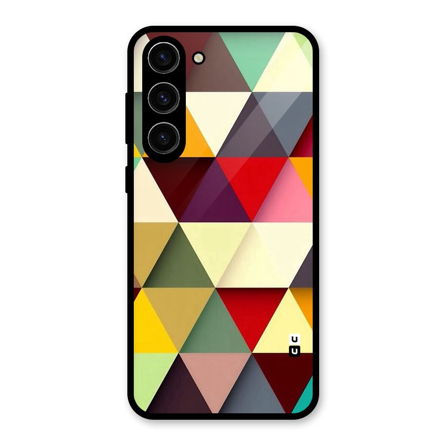 Colored Triangles Glass Back Case for Galaxy S23 Plus