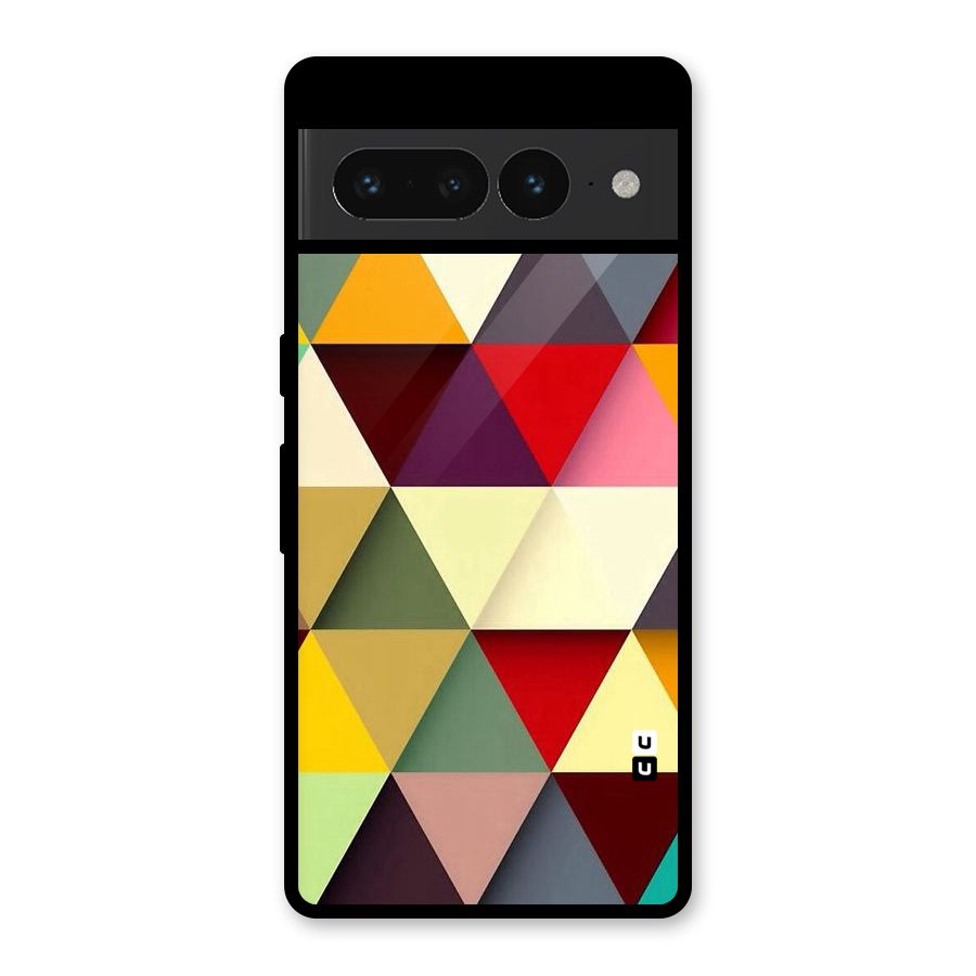 Colored Triangles Glass Back Case for Google Pixel 7 Pro