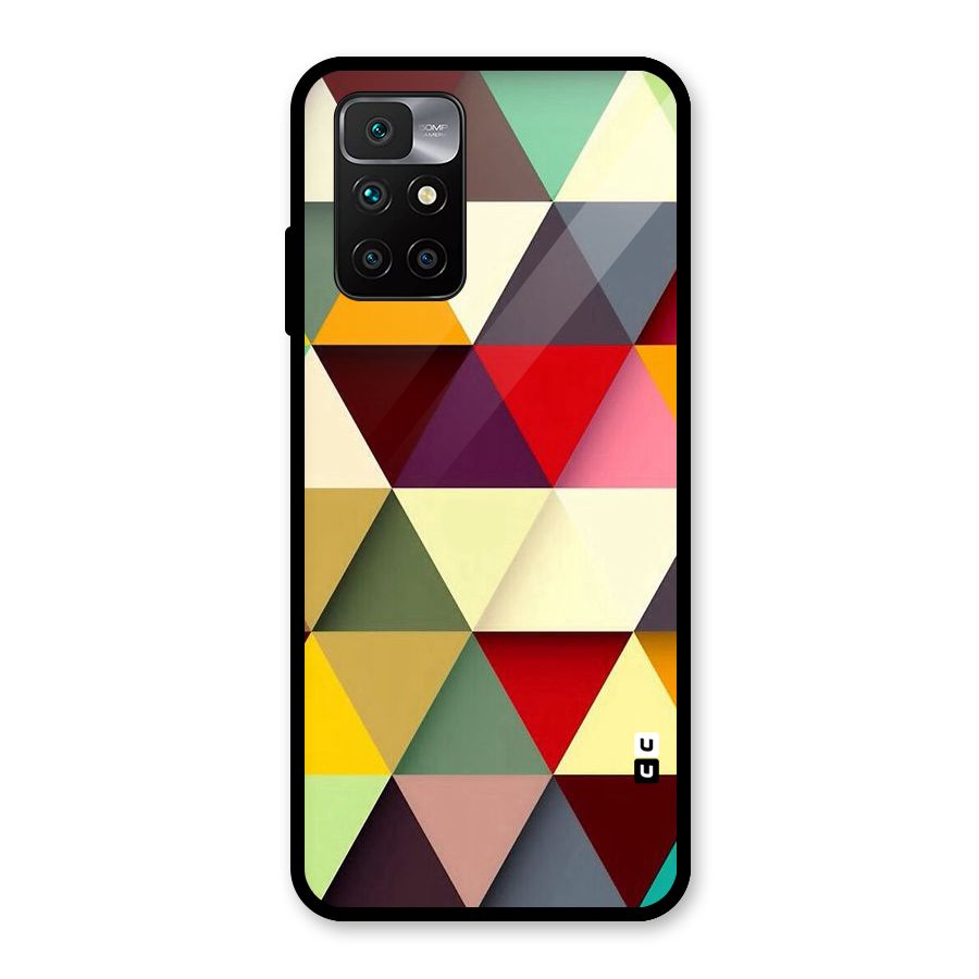 Colored Triangles Glass Back Case for Redmi 10 Prime
