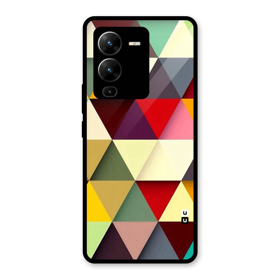 Colored Triangles Glass Back Case for Vivo V25 Pro