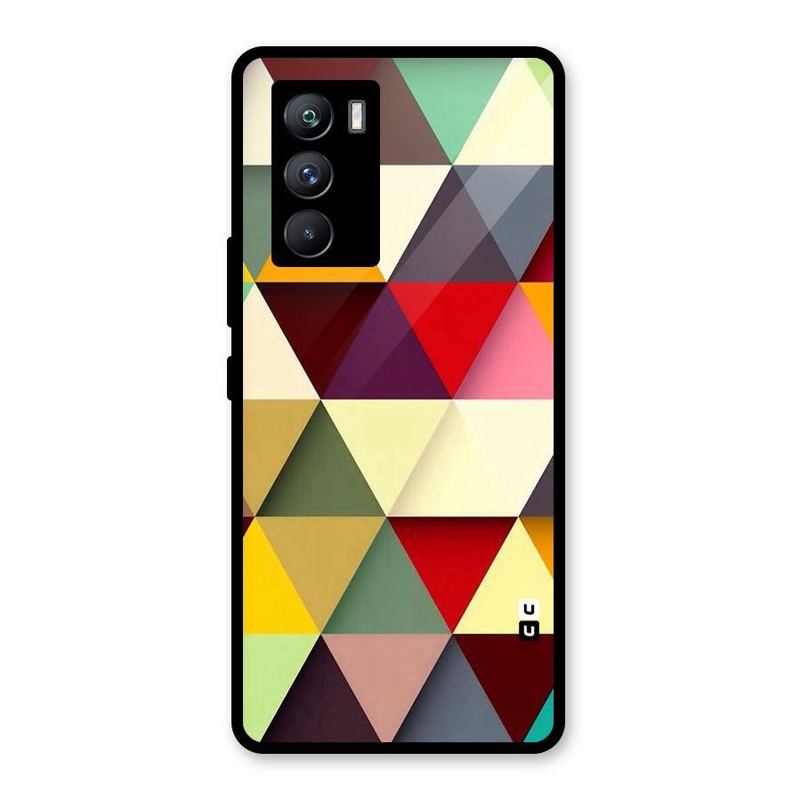 Colored Triangles Glass Back Case for Vivo iQOO 9 SE