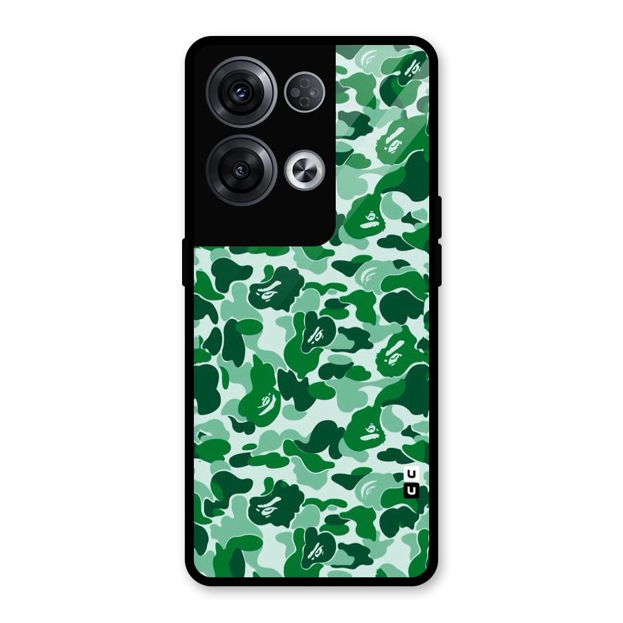 Colorful Camouflage Glass Back Case for Oppo Reno8 Pro 5G