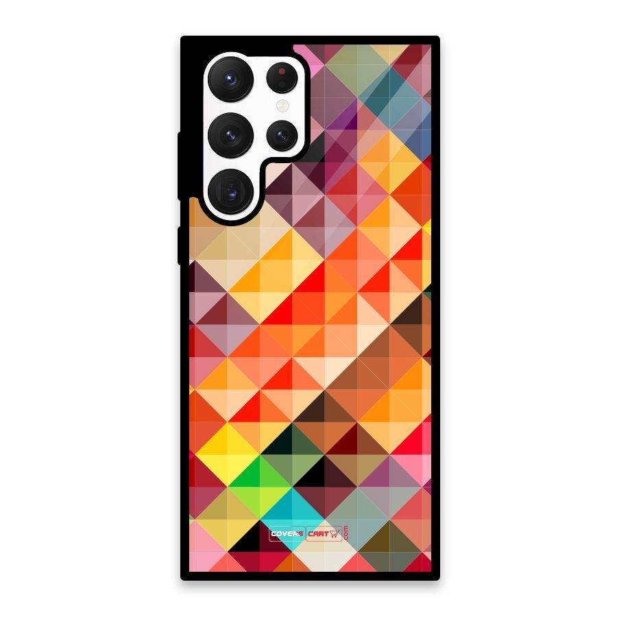 Colorful Cubes Glass Back Case for Galaxy S22 Ultra 5G