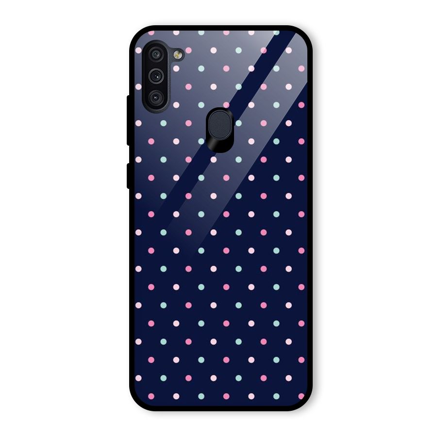 Colorful Dots Pattern Glass Back Case for Galaxy M11