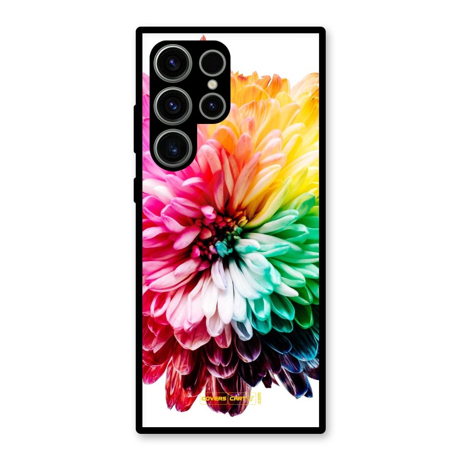 Colorful Flower Glass Back Case for Galaxy S23 Ultra