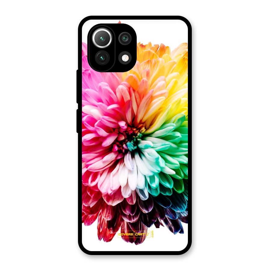 Colorful Flower Glass Back Case for Mi 11 Lite NE 5G