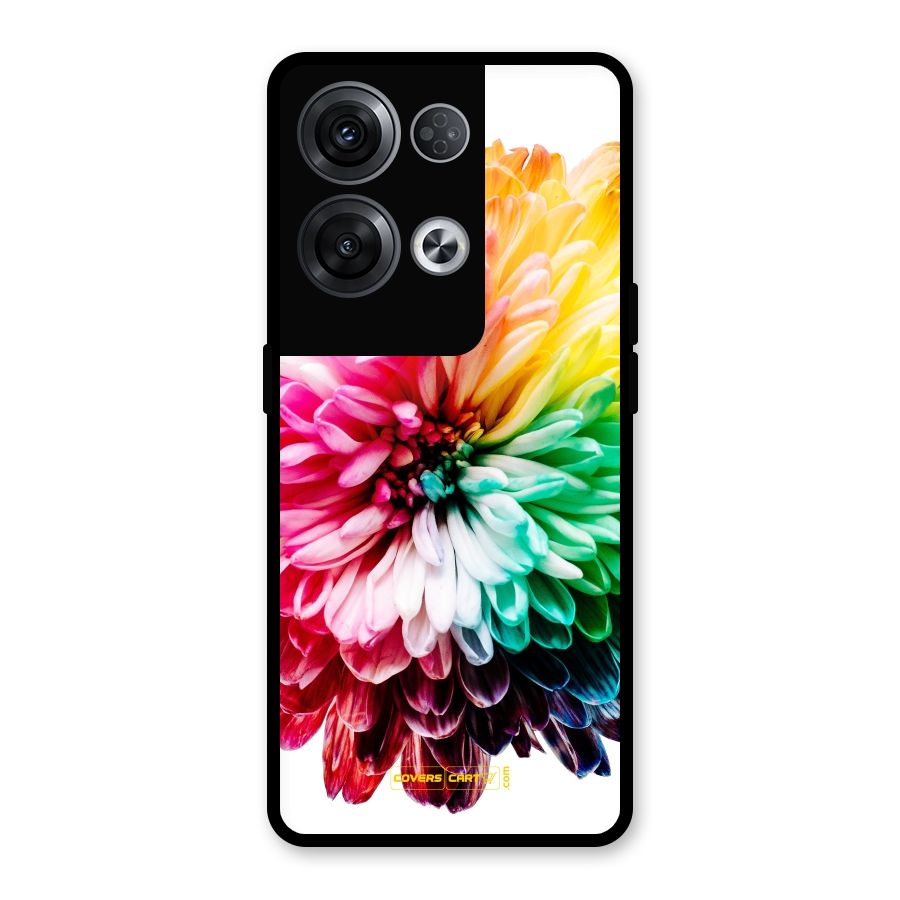 Colorful Flower Glass Back Case for Oppo Reno8 Pro 5G