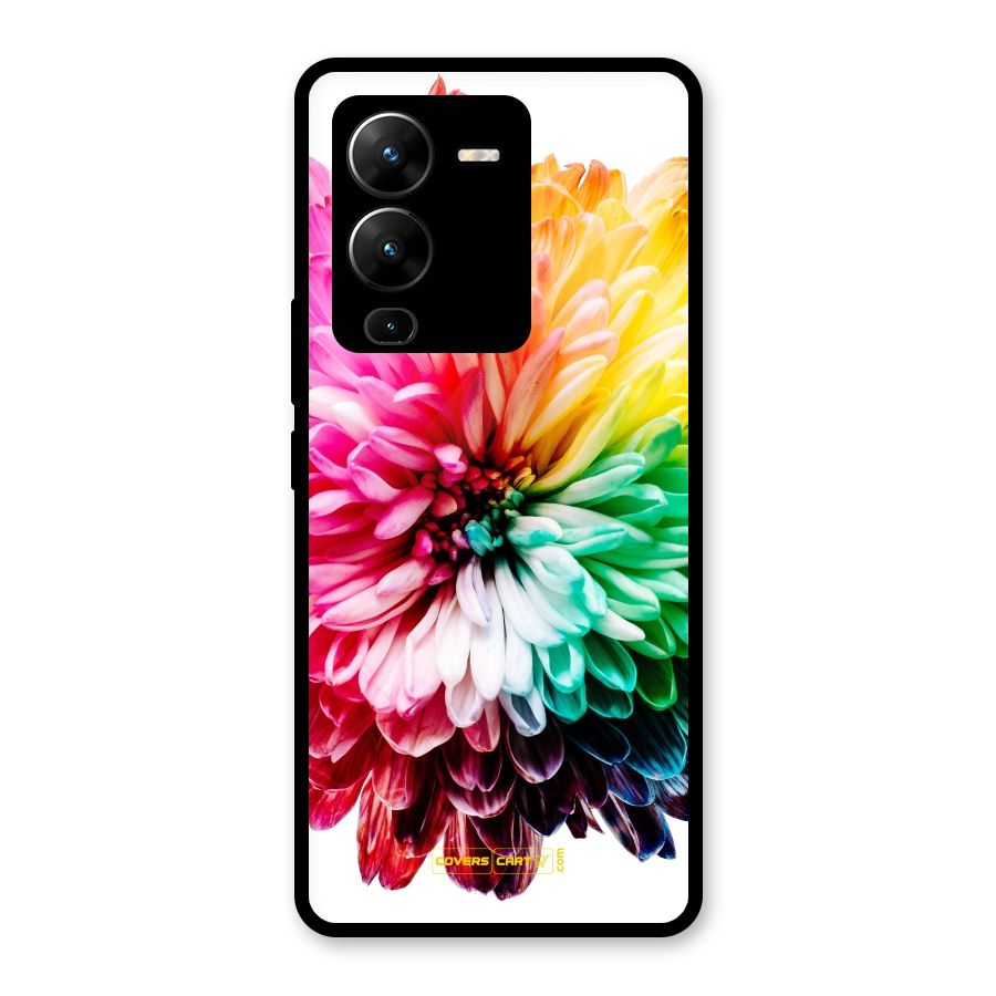 Colorful Flower Glass Back Case for Vivo V25 Pro