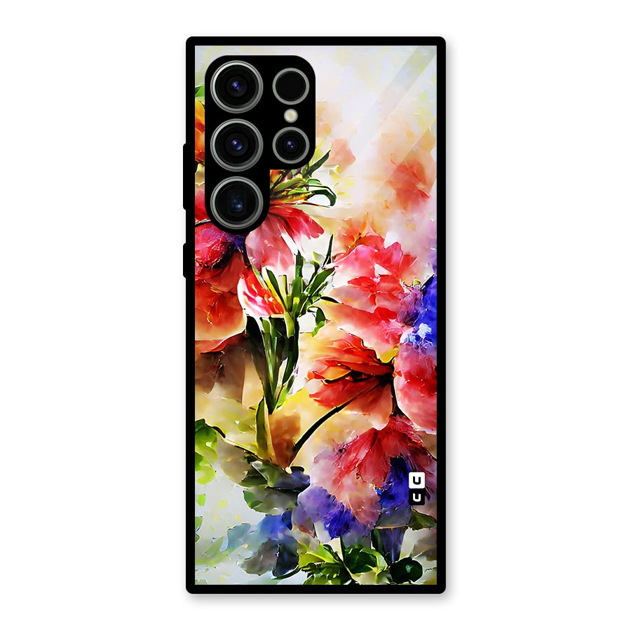 Colorful Flowers Fine Art Glass Back Case for Galaxy S23 Ultra