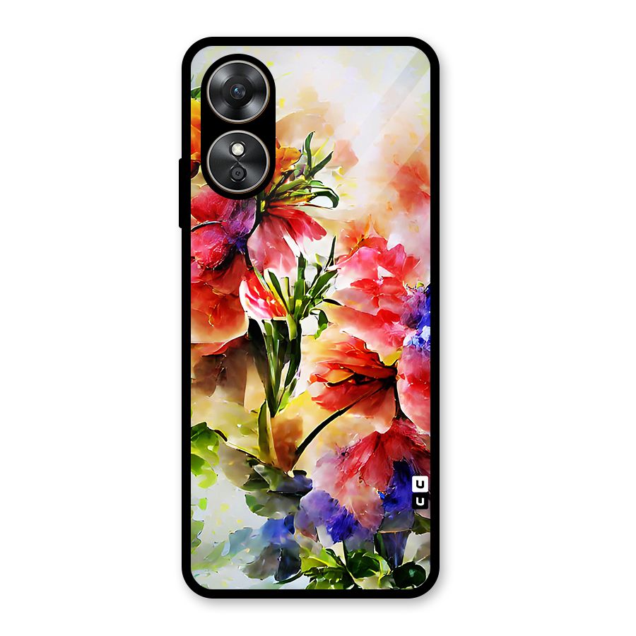 Colorful Flowers Fine Art Glass Back Case for Oppo A17