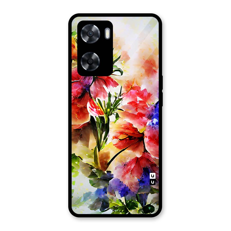 Colorful Flowers Fine Art Glass Back Case for Oppo A57 2022
