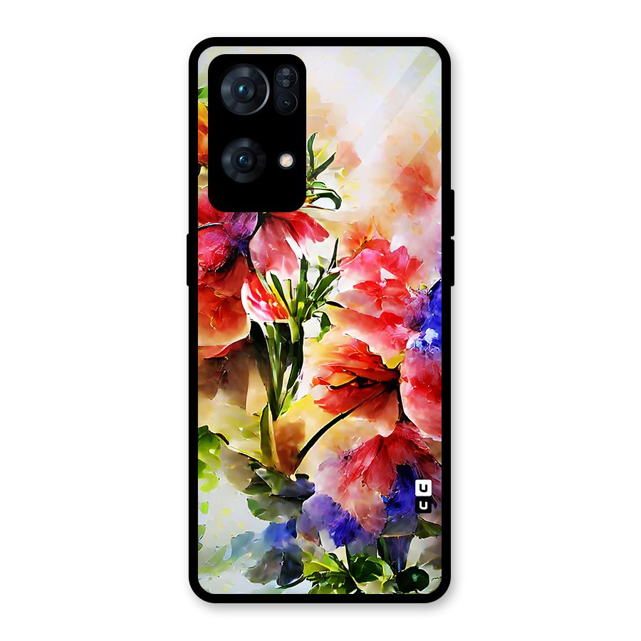 Colorful Flowers Fine Art Glass Back Case for Oppo Reno7 Pro 5G