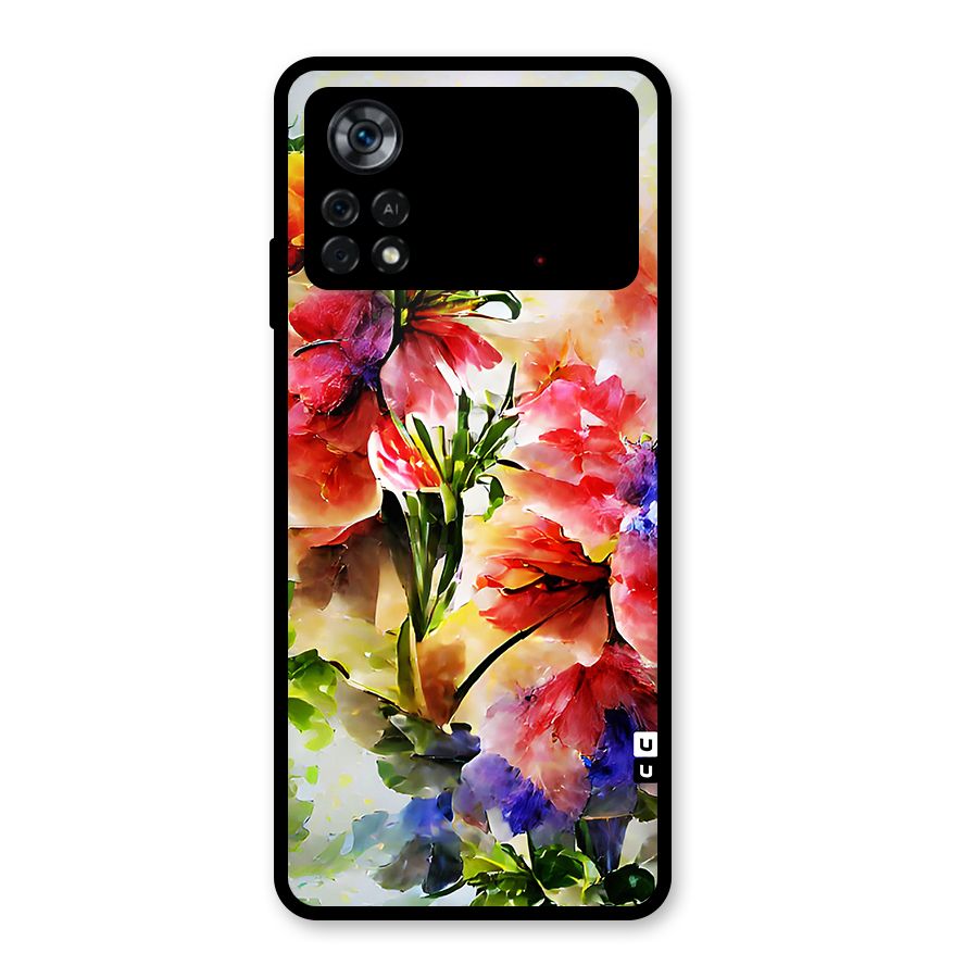 Colorful Flowers Fine Art Glass Back Case for Poco X4 Pro 5G