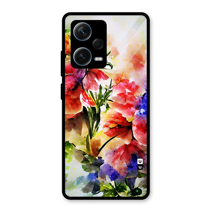 Colorful Flowers Fine Art Glass Back Case for Redmi Note 12 Pro Plus 5G
