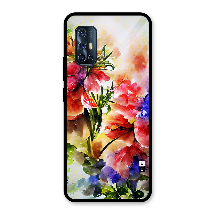 Colorful Flowers Fine Art Glass Back Case for Vivo V17