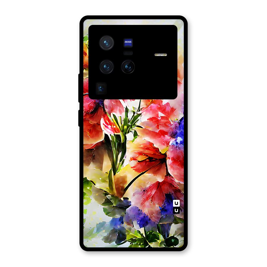 Colorful Flowers Fine Art Glass Back Case for Vivo X80 Pro