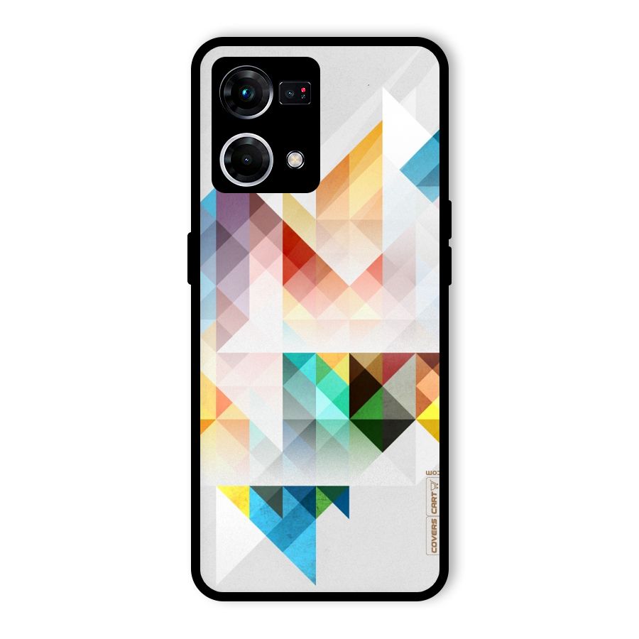 Colorful Geometric Art Glass Back Case for Oppo F21 Pro 4G