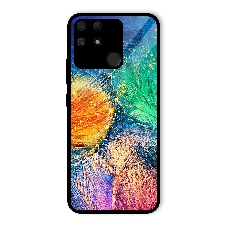 Colorful Leafs Vibrant Glass Back Case for Realme Narzo 50A