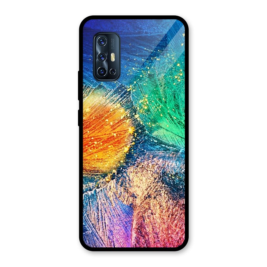 Colorful Leafs Vibrant Glass Back Case for Vivo V17