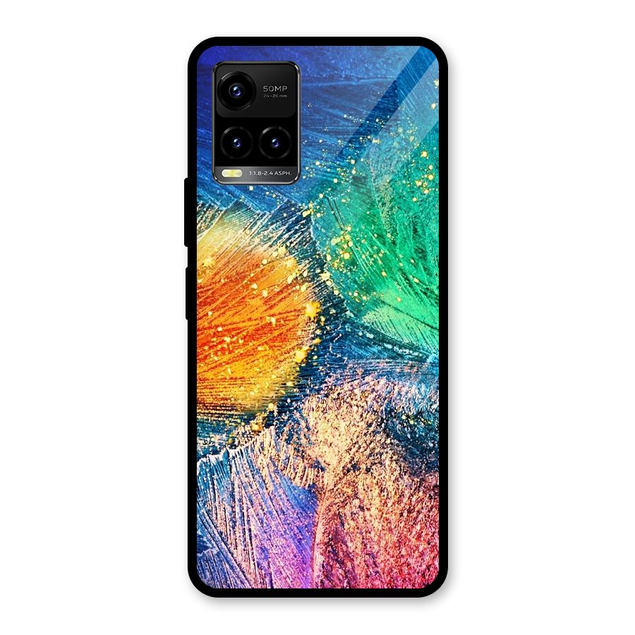 Colorful Leafs Vibrant Glass Back Case for Vivo Y21A