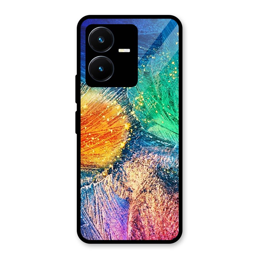 Colorful Leafs Vibrant Glass Back Case for Vivo Y22