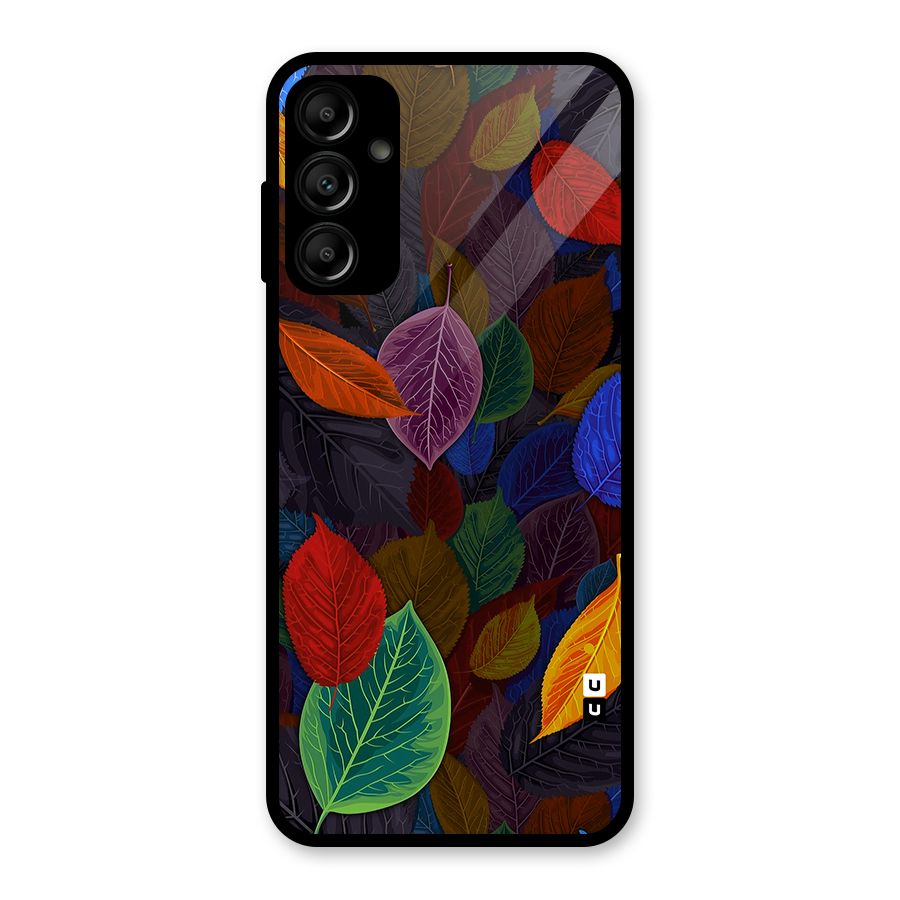Colorful Leaves Pattern Glass Back Case for Galaxy A14 5G