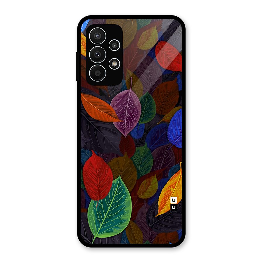 Colorful Leaves Pattern Glass Back Case for Galaxy A23