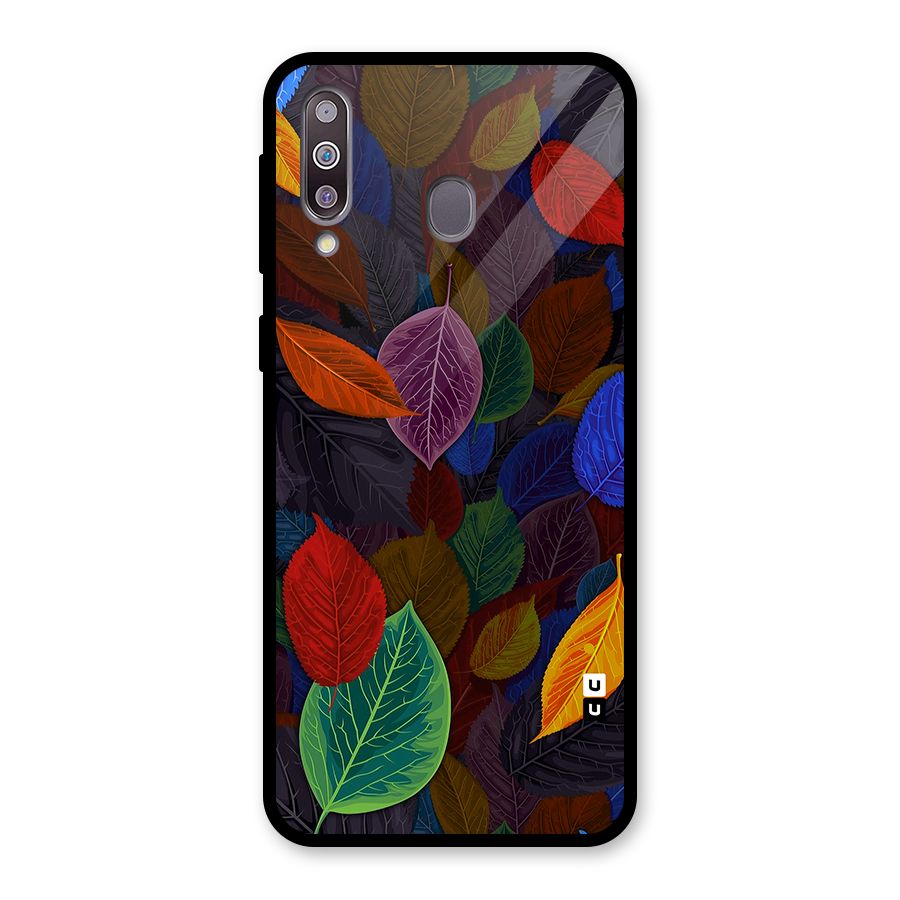 Colorful Leaves Pattern Glass Back Case for Galaxy M30