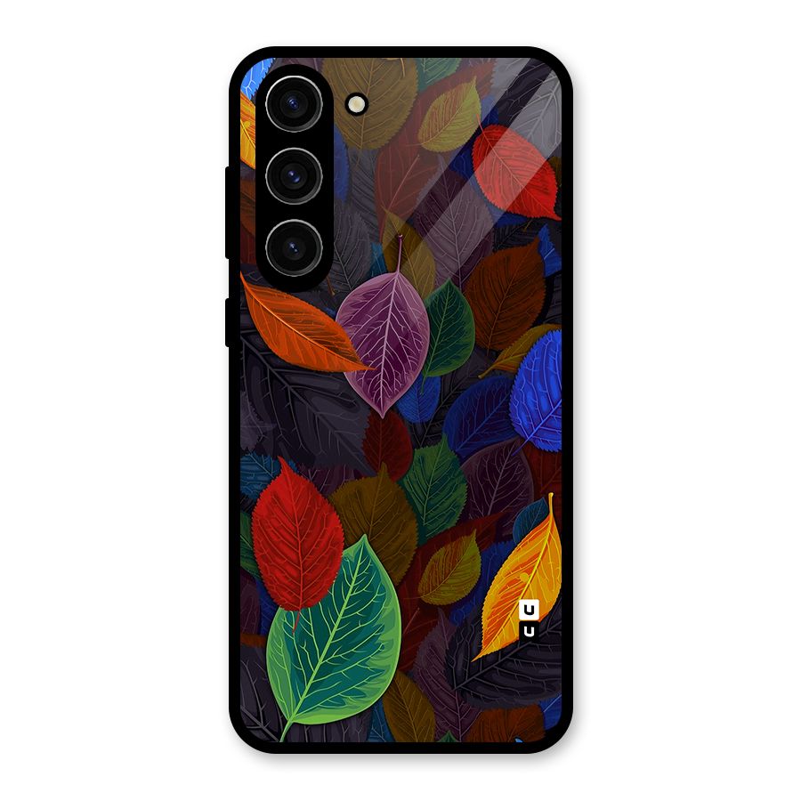 Colorful Leaves Pattern Glass Back Case for Galaxy S23 Plus